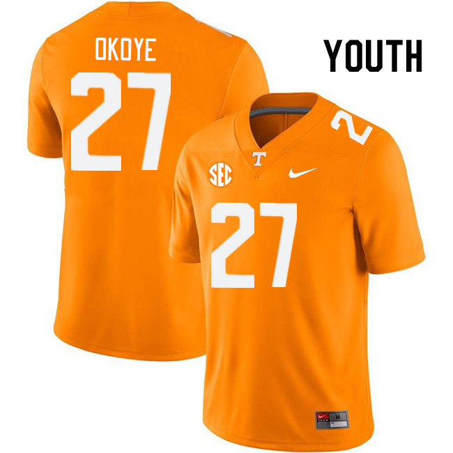 Youth #27 Emmanuel Okoye Tennessee Volunteers College Football Jerseys Stitched Sale-Orange - Click Image to Close